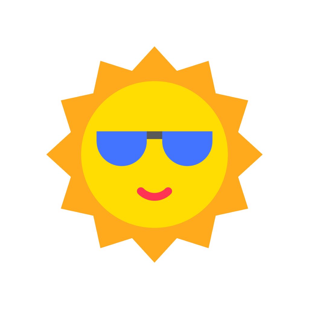 Cool sun with sunglasses, perfect for the last day of school.